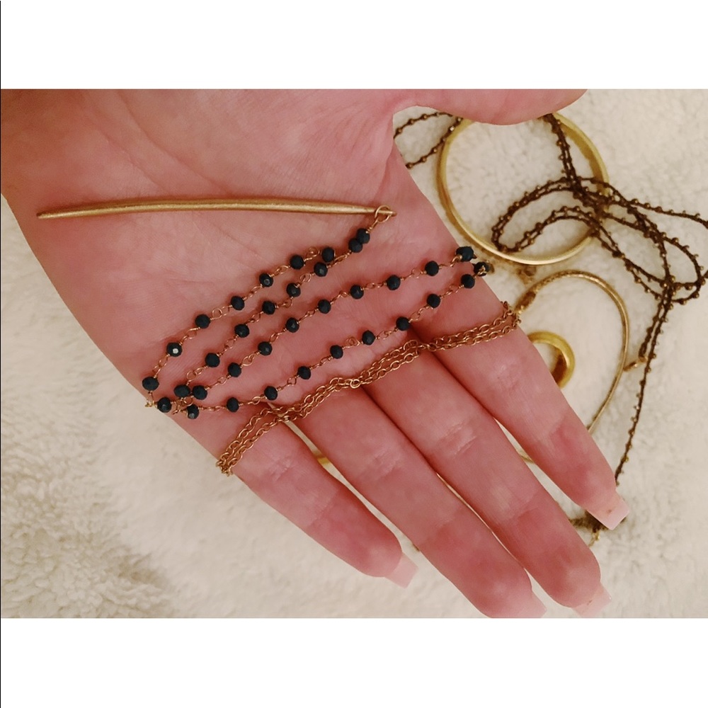 Gold Horn Wrap or Long Necklace